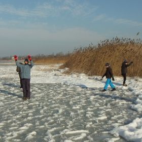 Ice miracles at Balaton lake Hungary